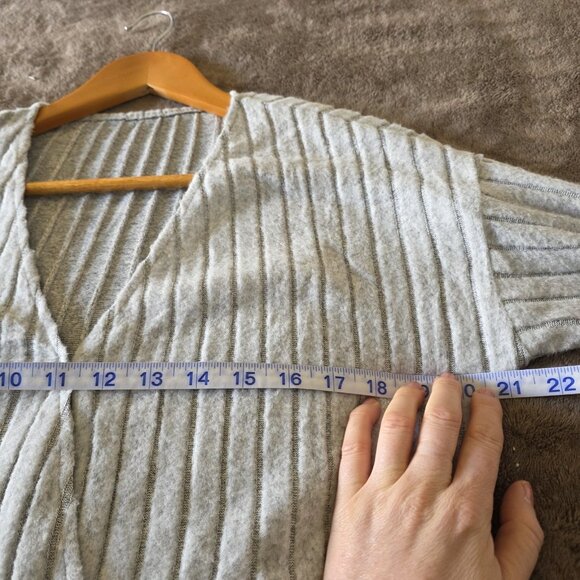 Cupshe Silver Mist Ribbed Knit Jumpsuit Gray Long Sleeve Wide Leg L NWT - Picture 15 of 16